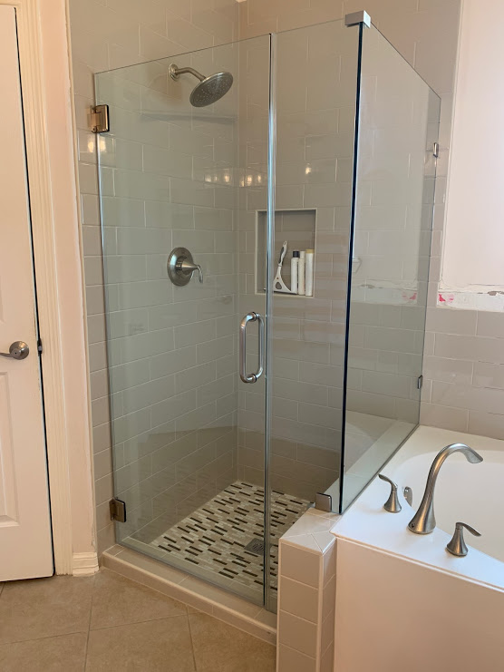 glass shower installation project completed by Duluth, GA, handyman