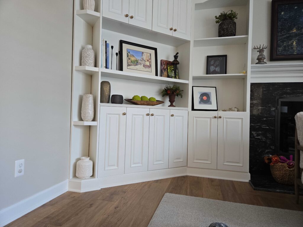 custom living room shelves in Saline, MI