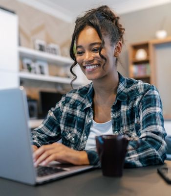 Woman happily working