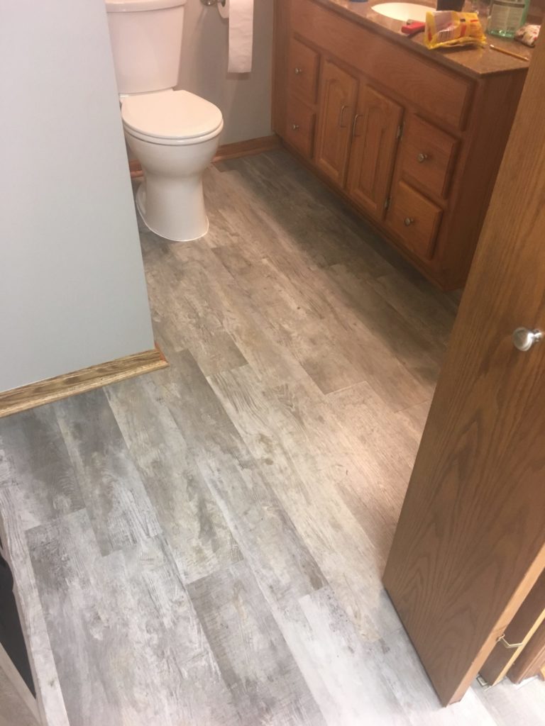 bathroom floor after remodeling project