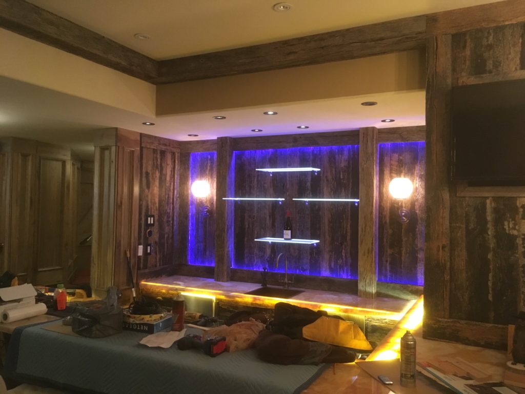 Reclaimed Barn Wood Bar Remodel in Ontario Springs