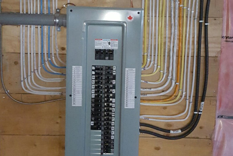 new electrical fuse box installed in a home