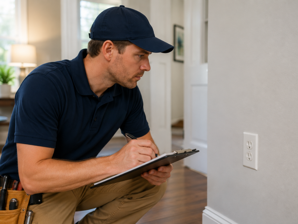 electrician checking the outlet