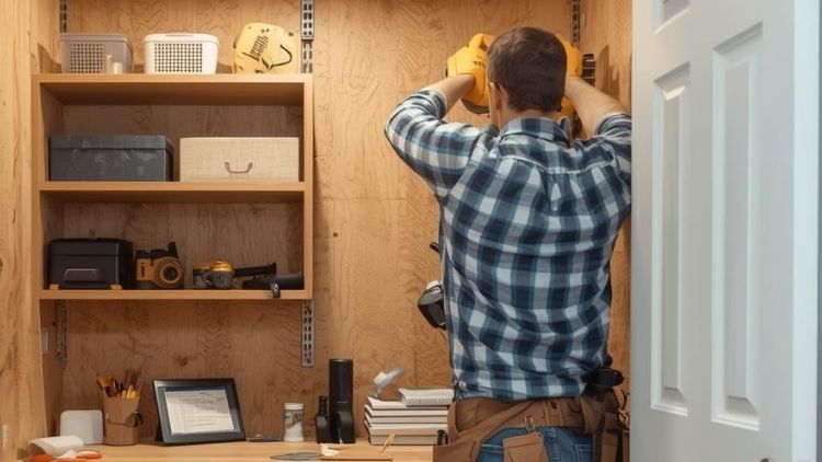 Man installing shelves