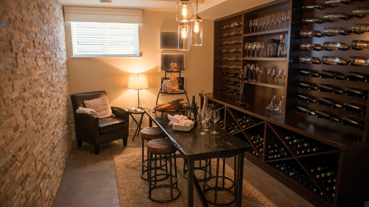 Wet Bars Complementing Wine Rooms