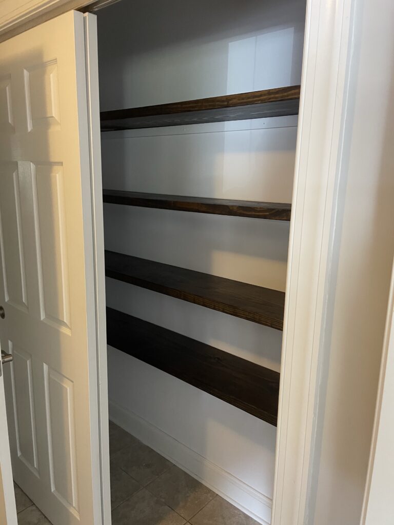 custom shelving installed in a laundry room in West Ashley, SC