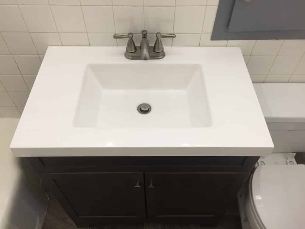 new sink installed as part of bathroom remodel project