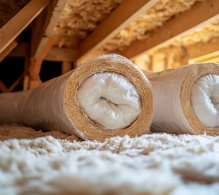 Insulation rolls in attic