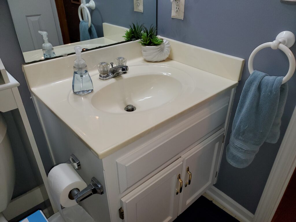brand new bathroom sink installed in home