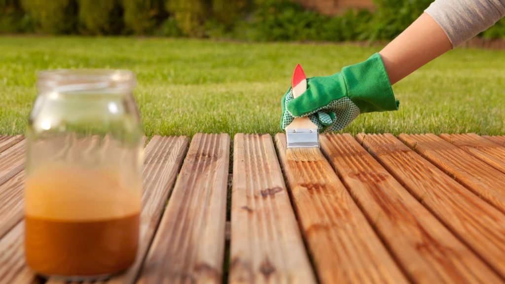 staining a deck