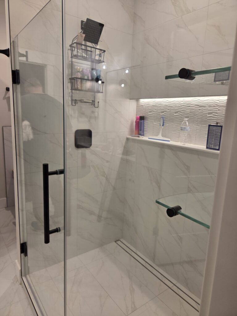 new shower tile and fixtures installed by our craftsmen in Spokane Valley, WA