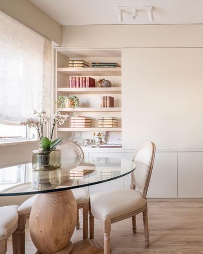 Bookcases in dining room