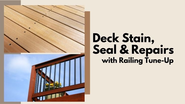 Deck Stain and Seal Service with Board Replacement and Railing Tune-Up