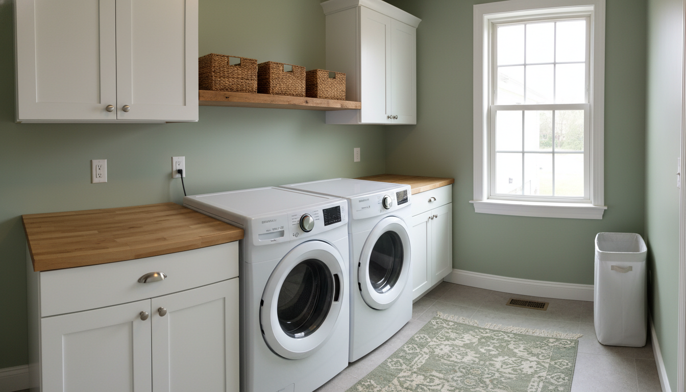 Laundry Room Refresh: Drywall Repairs, Fresh Paint, and Upgraded Storage Solutions