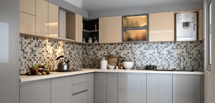 Kitchen With Backsplash Highlighted By Round, Warm Under-Cabinet Lighting
